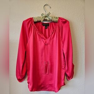 Dana Buchman Womes Roll Tab Long Sleeve Tassled Shirt Top Bl9use Size XS